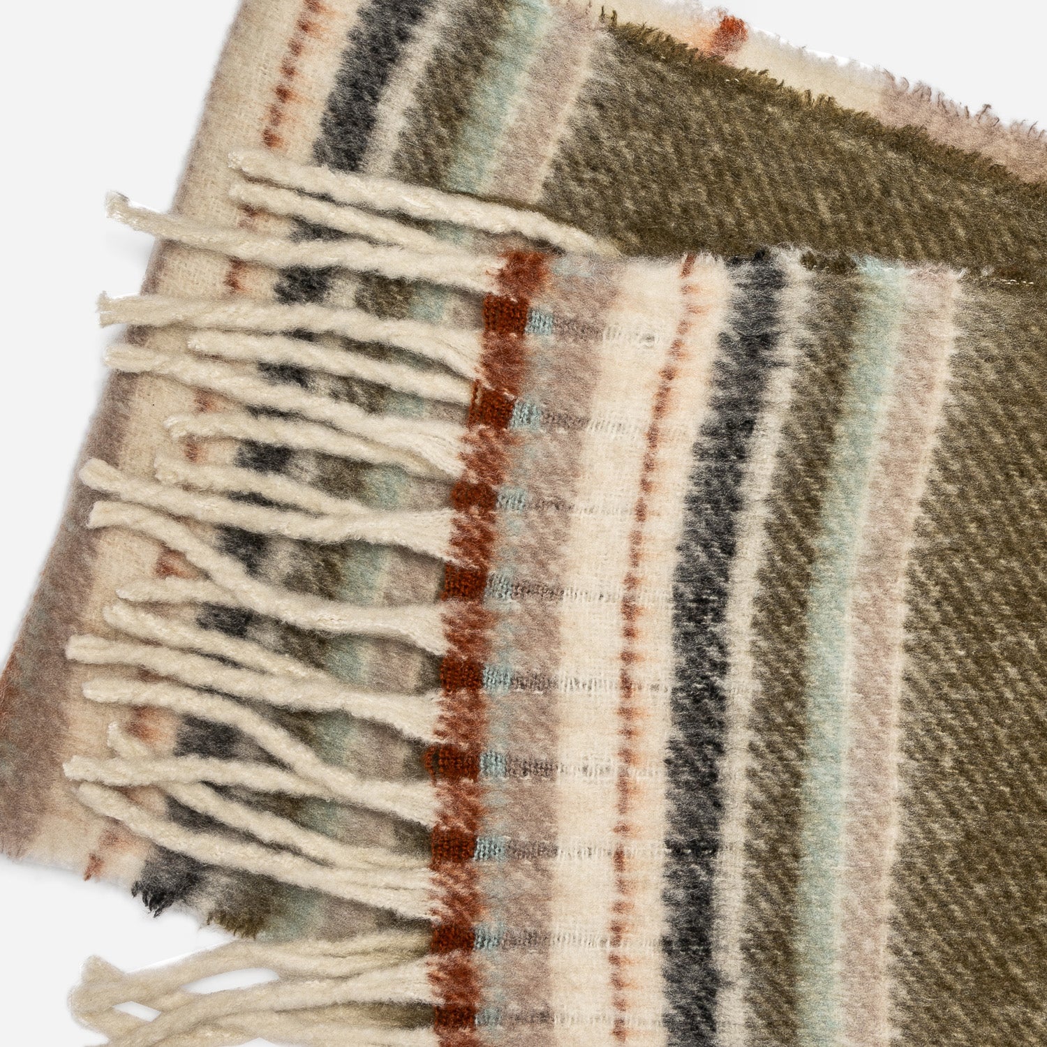 Echarpe kaki, beige, taupe à rayures