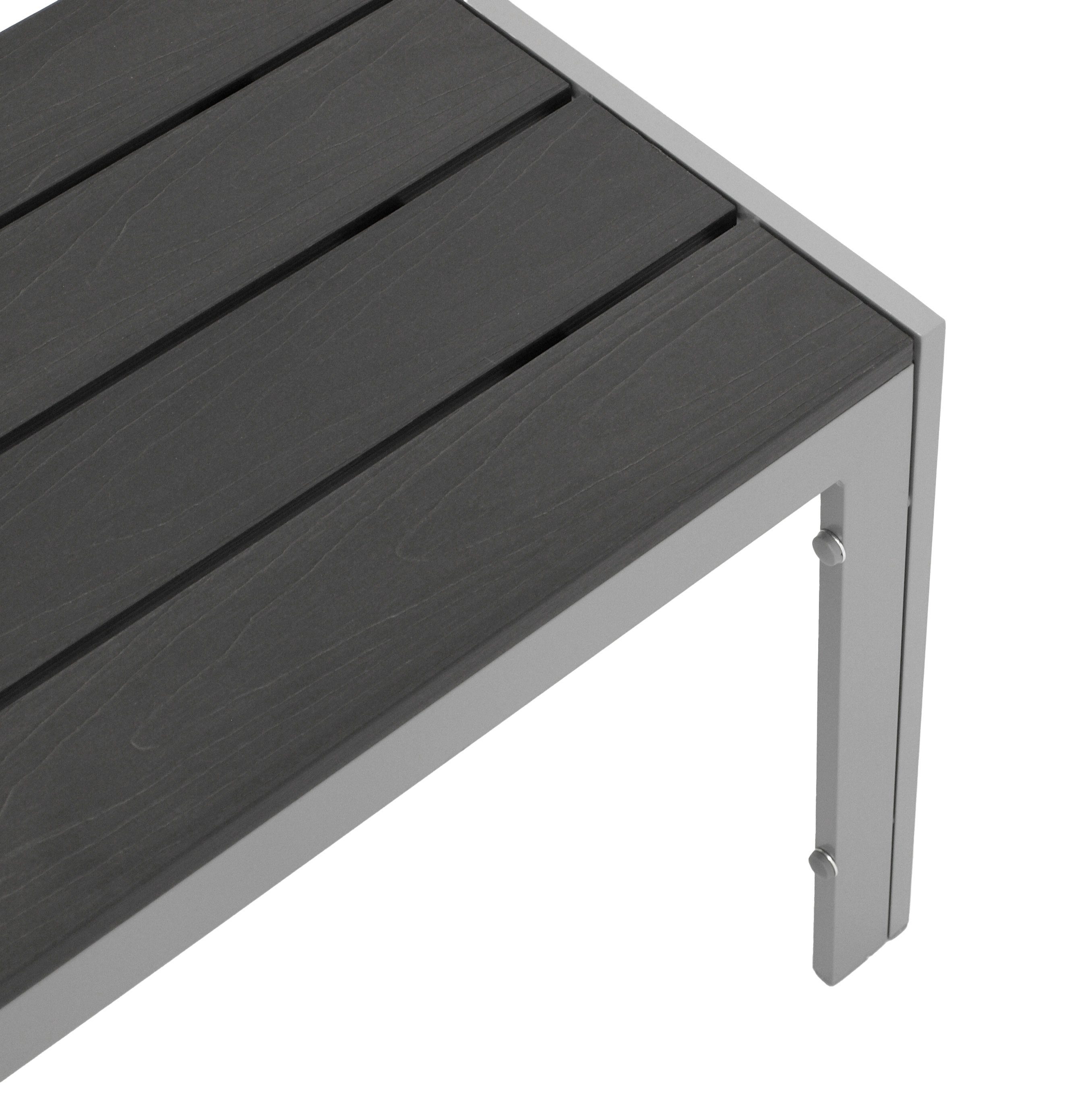 DEGAMO Gartenbank SORANO ohne Rückenlehne, 2-sitzer 120cm, Alu silbergrau + Kunstholz grau, wetterfest
