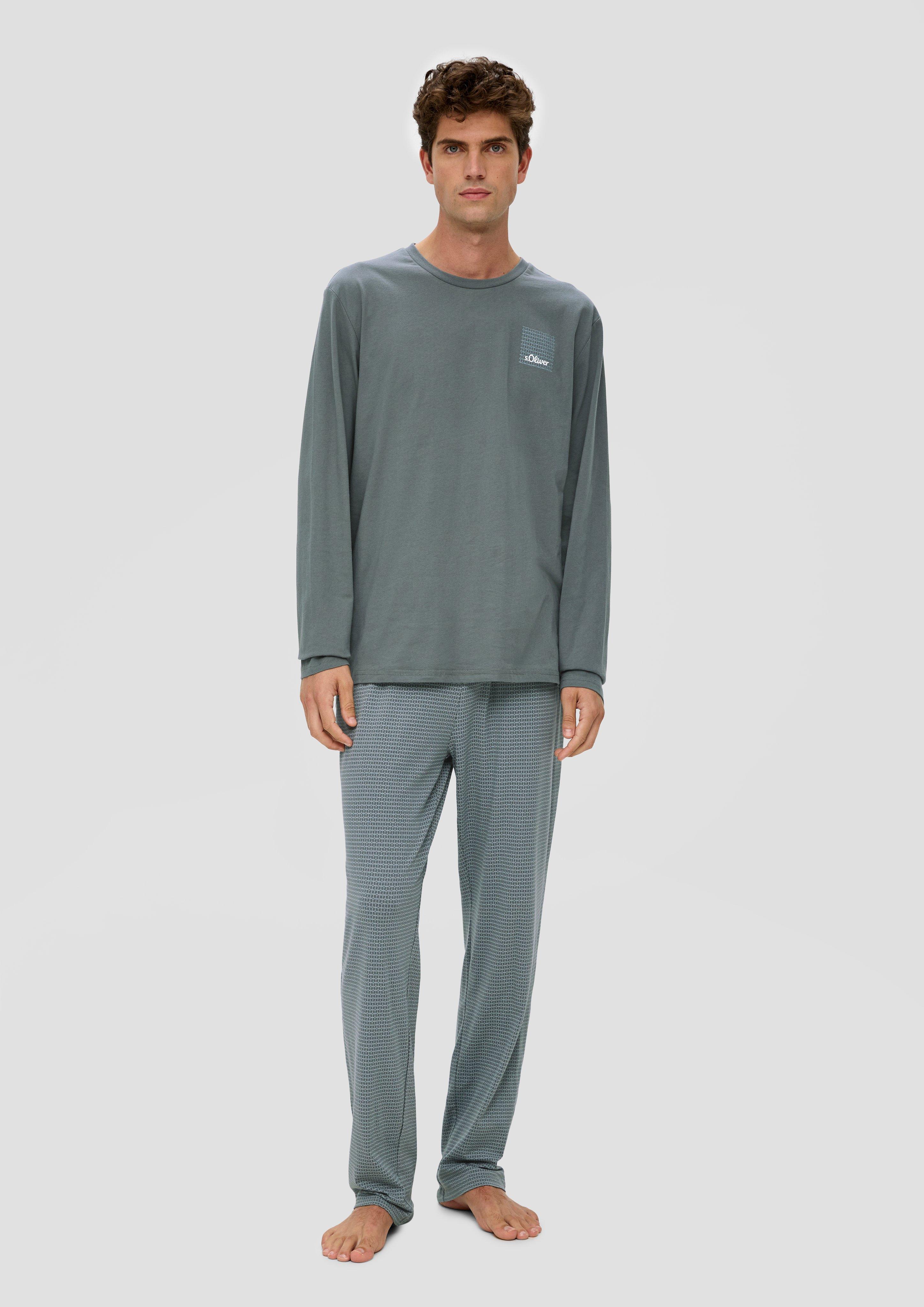 Langes Pyjama-Shirt mit Logoprint  6009076-7800