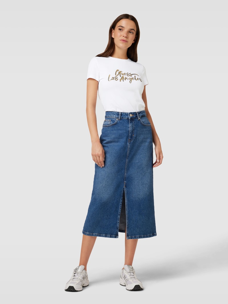 T-Shirt mit Label-Print Modell 'GOLD' in weiß