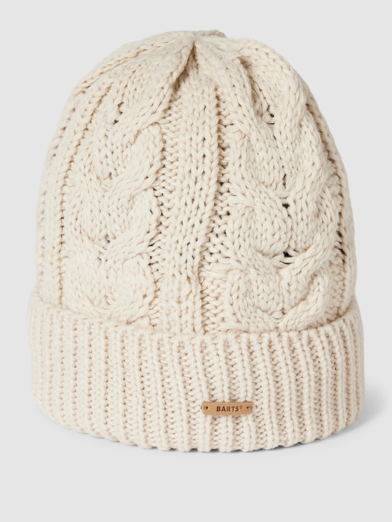 Beanie mit Zopfmuster Modell 'Zira' in offwhite