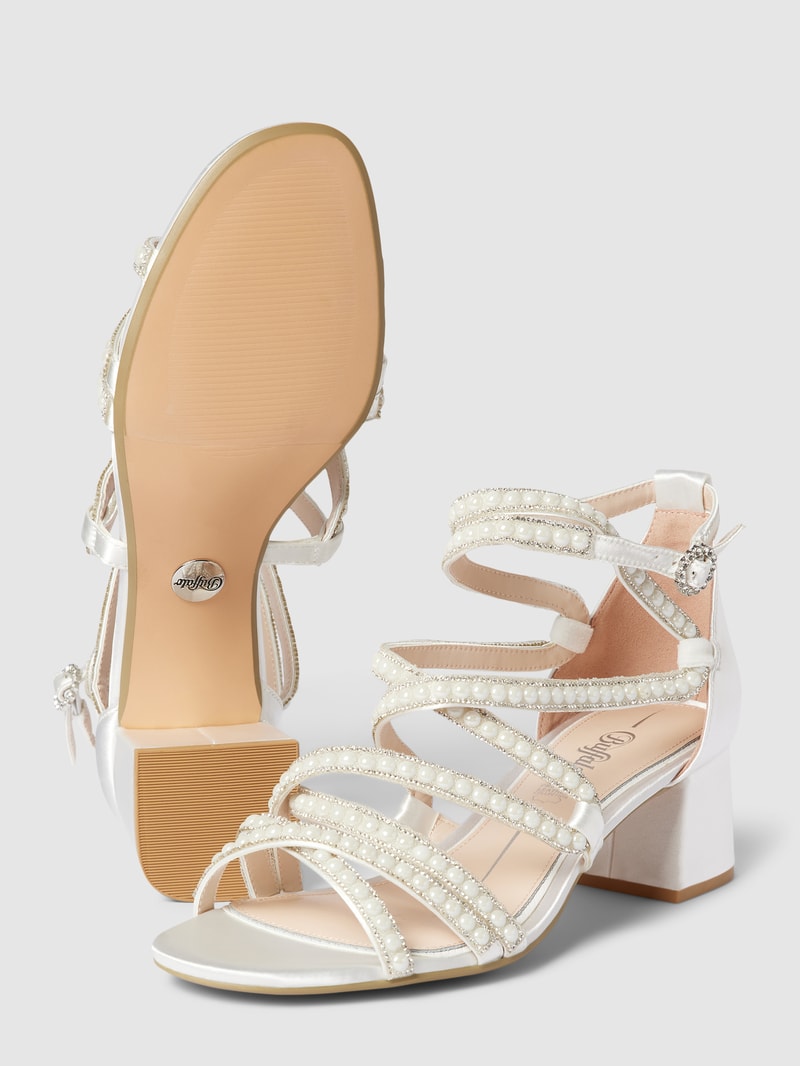 Sandaletten mit Zierbesatz Modell 'LUCY' in offwhite