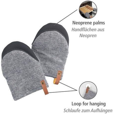 WENKO Topfhandschuhe Ada Mini, (Set, 2-tlg), Handflächen aus Neopren, 1 Paar, grau