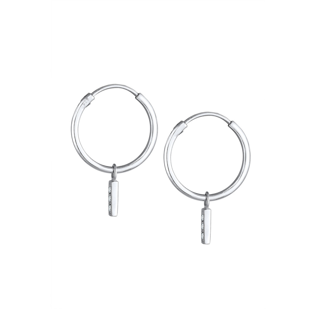Elli Elli Boucles d'Oreilles Créoles Geo Rectangle Base Cristaux Boucles d'oreilles Fe Boucles d'oreilles