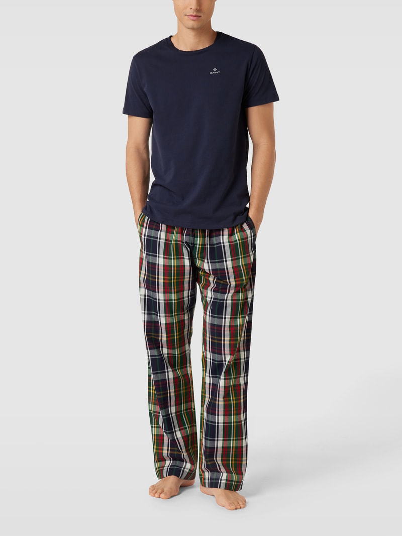 Pyjama mit Logo-Bund Modell 'CHECK PJ SET PANTS' in dunkelblau