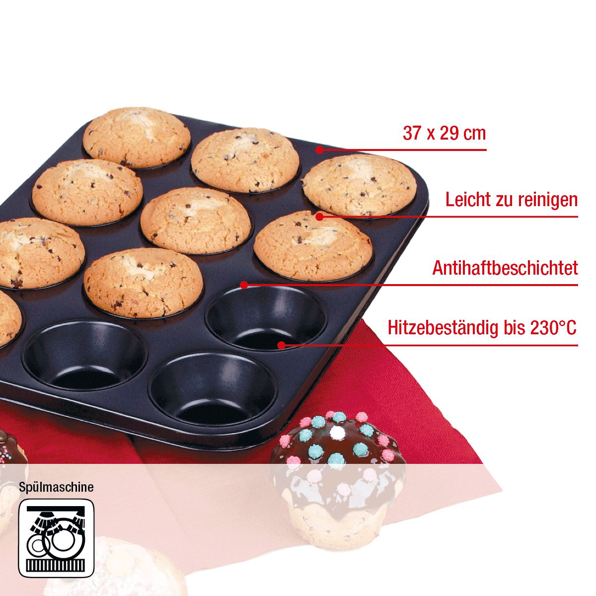 EUROHOME Muffinform Muffinblech 12er Mini Muffins Backform, Muffinform 12 Muffins - Muffinblech antihaft