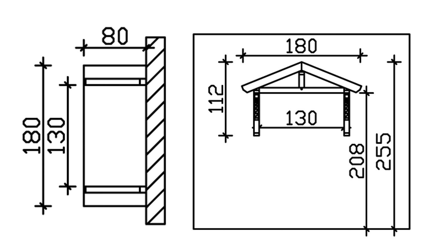 Skanholz Vordach Stettin (Set), BxT: 180x80 cm, inkl. schwarzen Dachschindeln