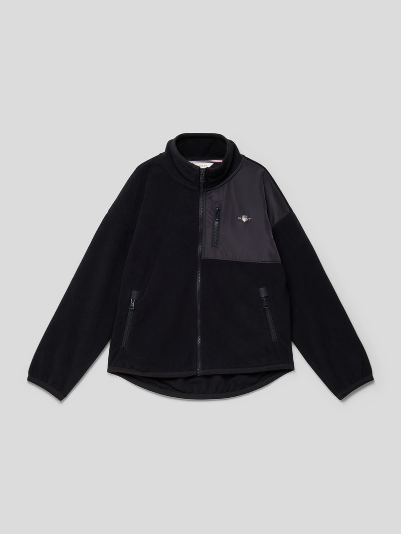 Fleecejacke mit Stehkragen Modell 'SHIELD' in schwarz