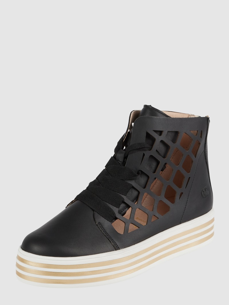 High Top Sneaker aus Leder mit Plateausohle Modell 'Novara' in schwarz