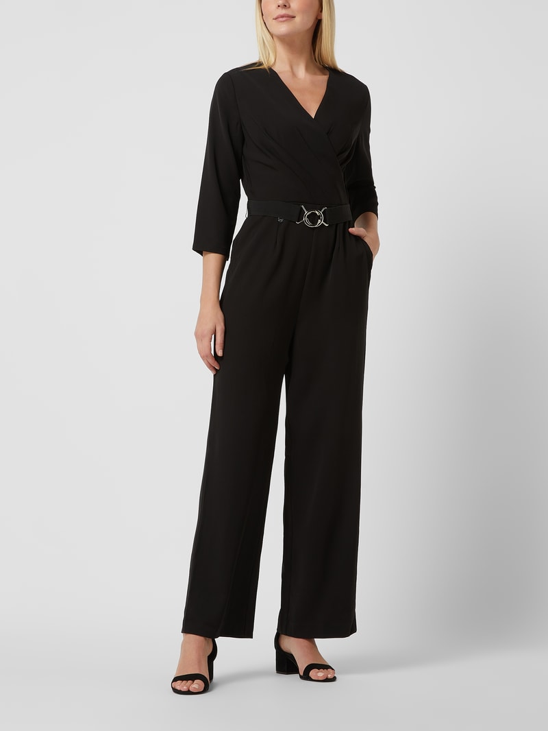 Jumpsuit aus Krepp in schwarz