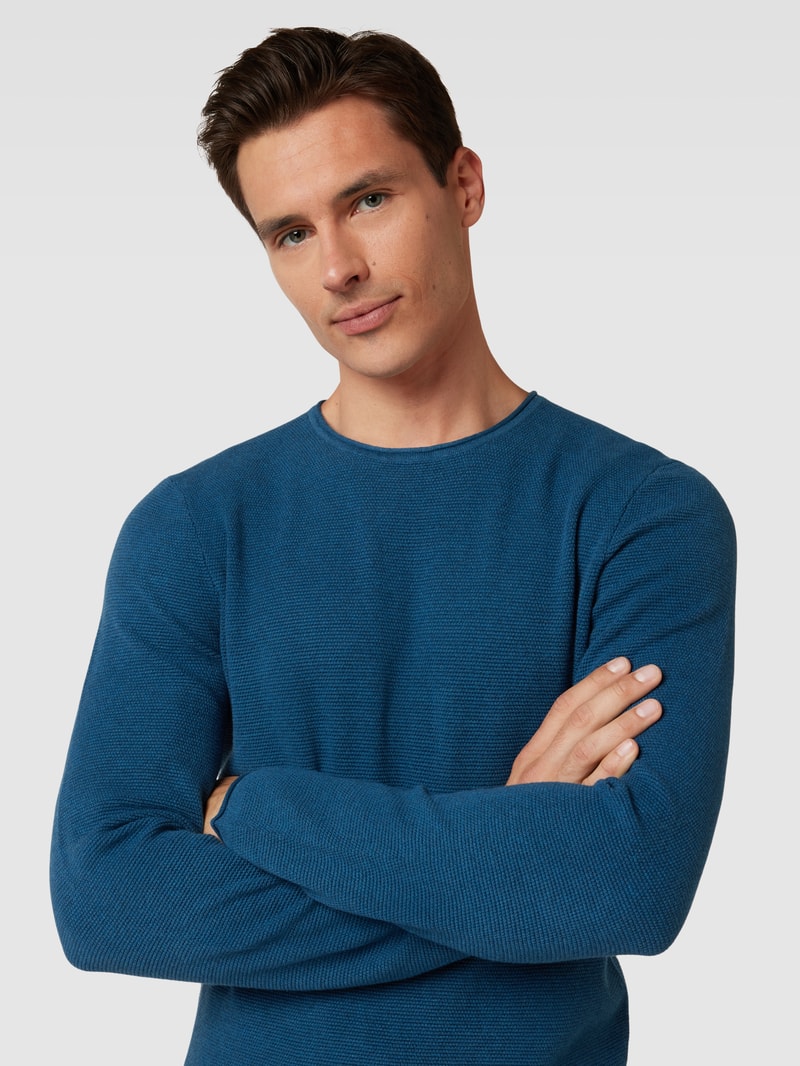 Strickpullover mit Rundhalsausschnitt in lagune meliert