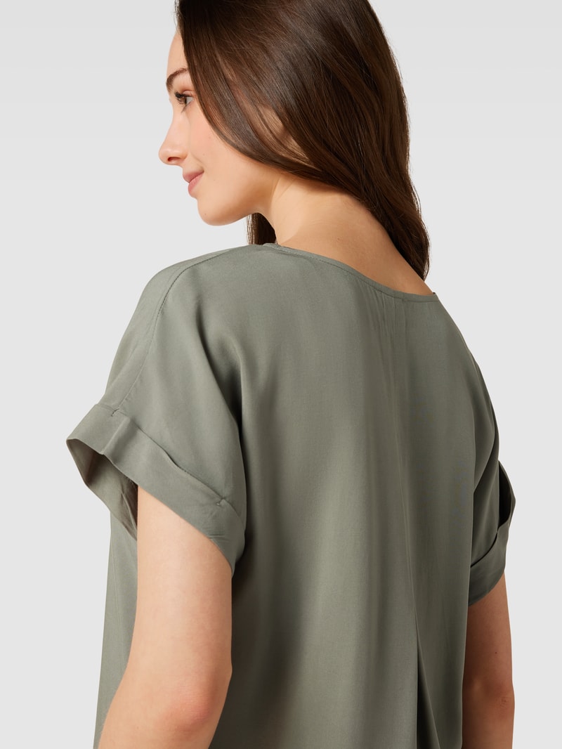 Blusenshirt aus reiner Viskose mit Kellerfalte in schilf