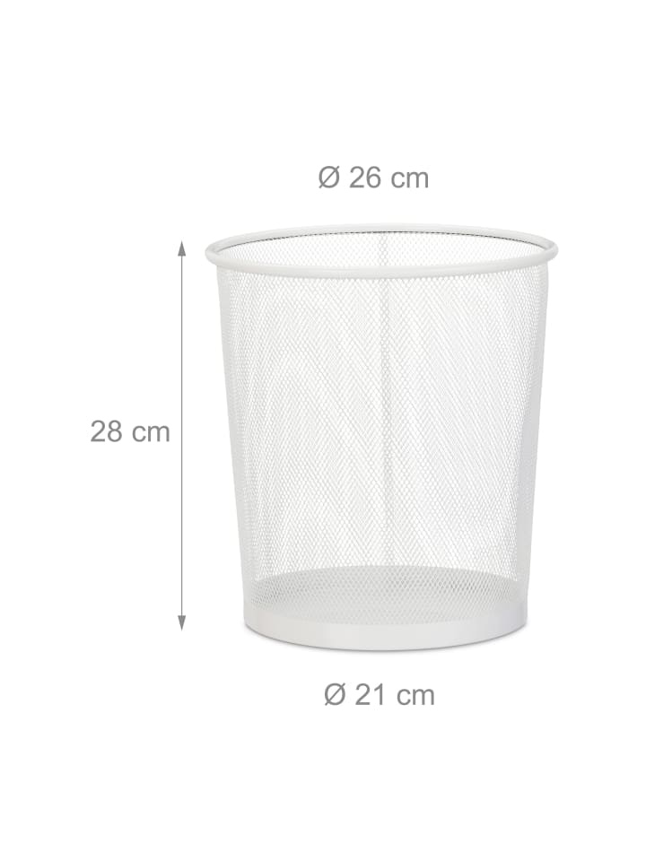 relaxdays Papierkorb in Weiß - Ø 26 cm günstig kaufen onesize