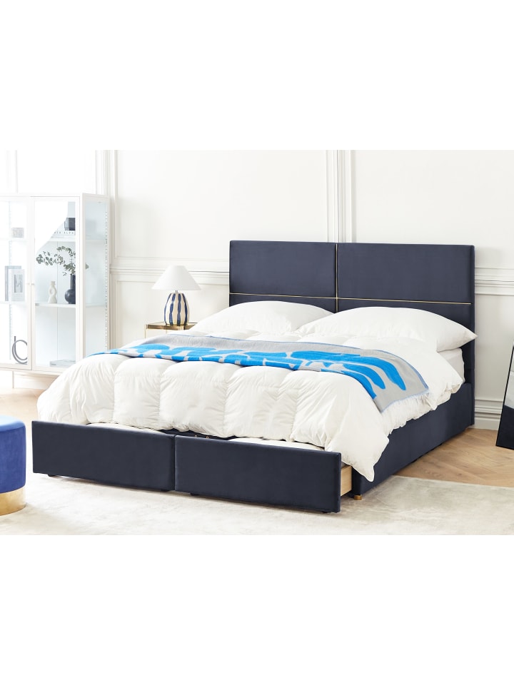 Beliani Doppelbett VERNOYES in Schwarz/Gold - (W) 188 x (H) 120 x (L) 214 cm günstig kaufen onesize
