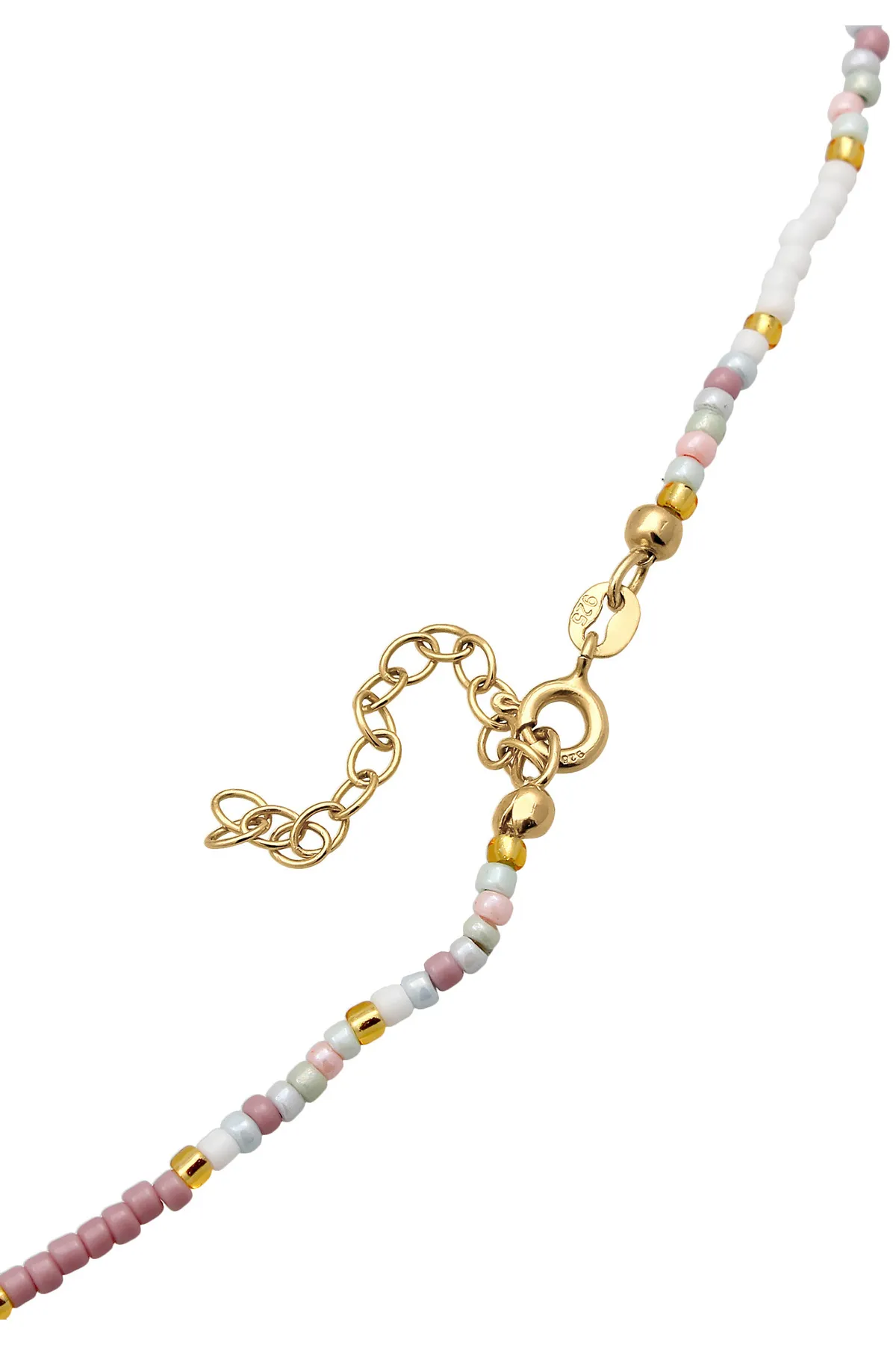 ELLI  Halskette Choker Herz Glasperlen Sommer Style 925 Silber