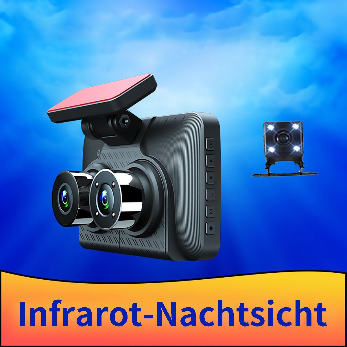 Yoyaxi Hochauflösende Autokamera mit WiFi-Konnektivität Dashcam (Doppelte Linsen, Weitwinkel, Nachtsicht für umfassende Abdeckung)