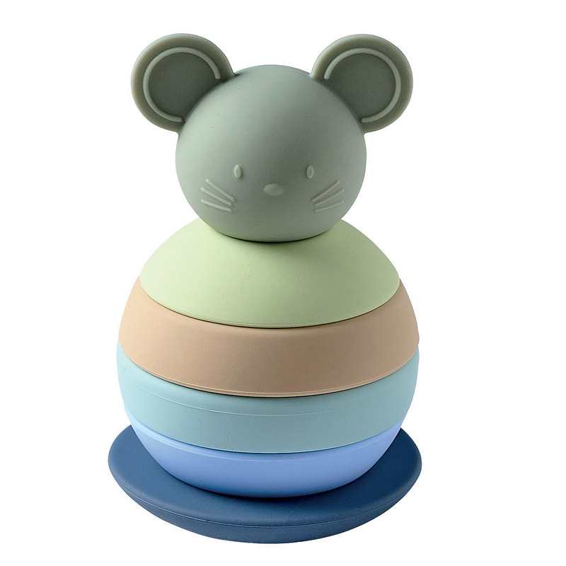 Jouet à empiler et cubuto souris vert et bleu Nattou