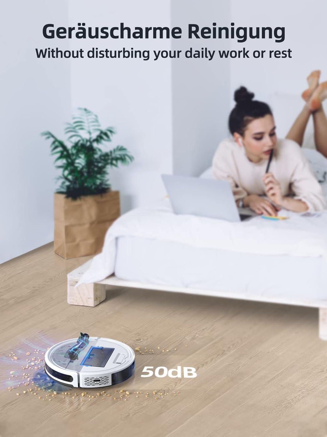 Honiture Saugroboter, Saugroboter mit Wischfunktion, Staubsauger Roboter 3000Pa,Kehren Saugen Wischen 3 in 1 Roboterstaubsauger WLAN,Alexa & APP-Steuerung