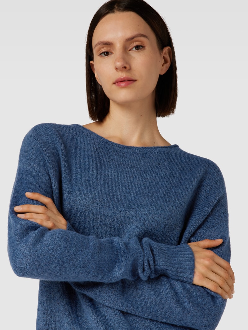 Strickpullover in melierter Optik in rauchblau meliert