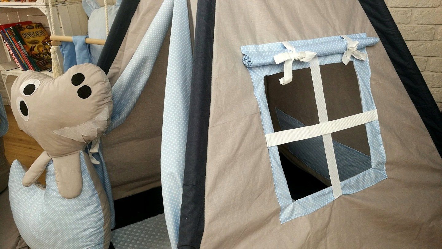 Pamek Tipi-Zelt DINO - Tipi SET mit 4 Kuscheltiere, DINOSAURIEN ZELT, Personen: 2 (7 tlg), Sehr schönes Design.