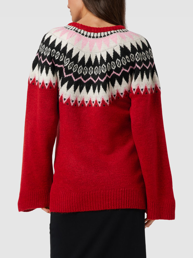 Umstands-Strickpullover mit Norwegermuster Modell 'LELI' in rot