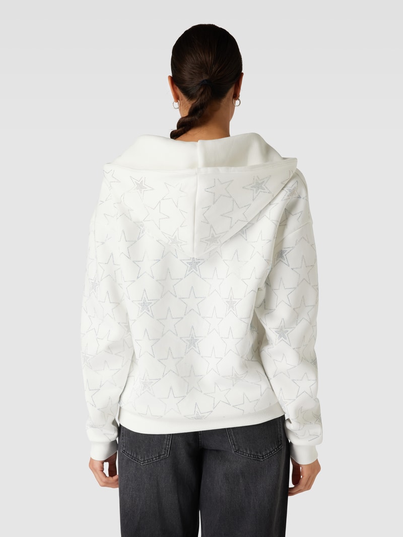 Sweatjacke mit Strasssteinbesatz in offwhite