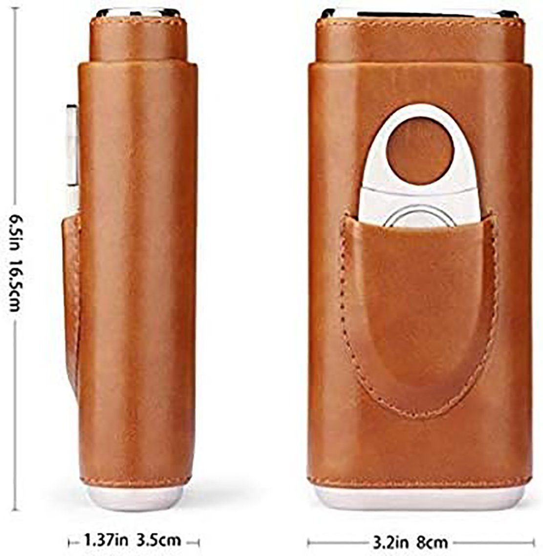 ZanMax Humidor Premium-Leder-3-Finger-Zigarren-Humidor mit Zedernholzauskleidung