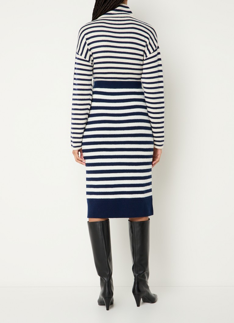 Gonna a tubino midi a righe in lana fine Claudie Pierlot