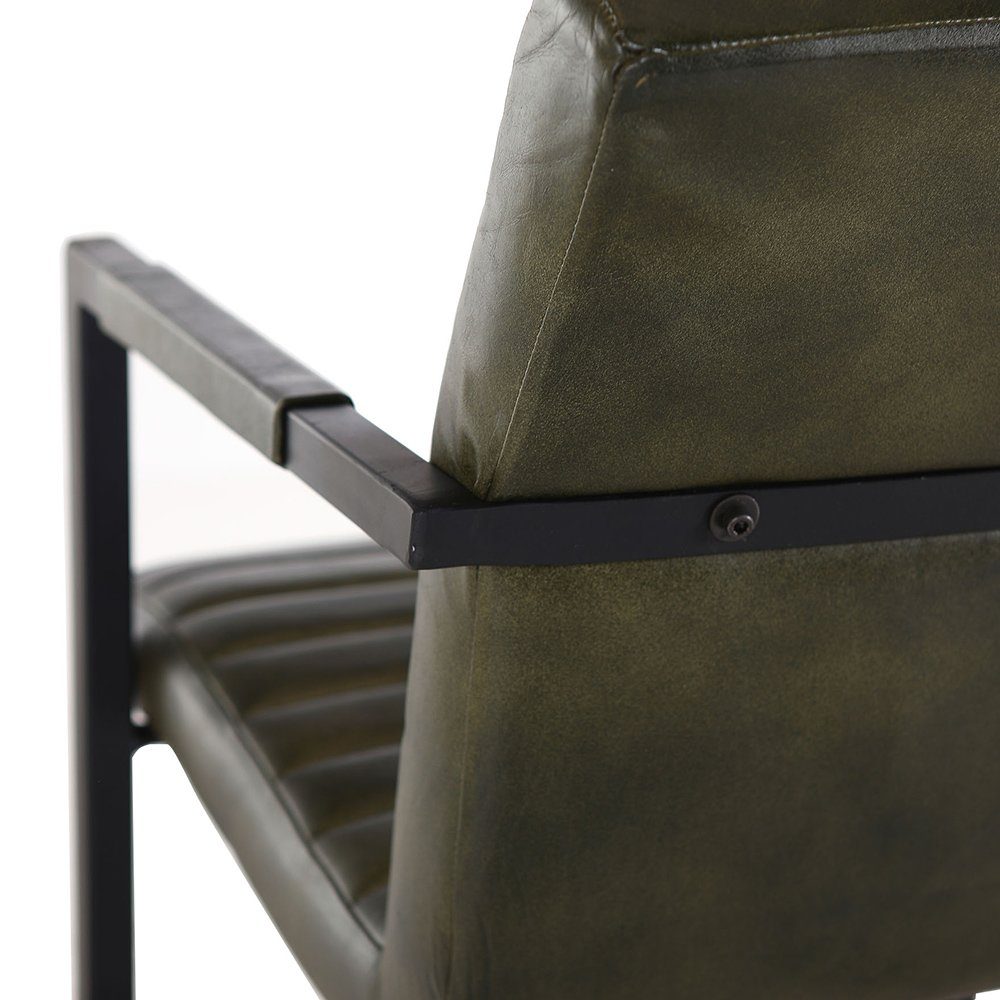 Lomadox Armlehnstuhl TARRAS-123, grün mit schwarz lackiertem Metallgestell 52/87/64 cm