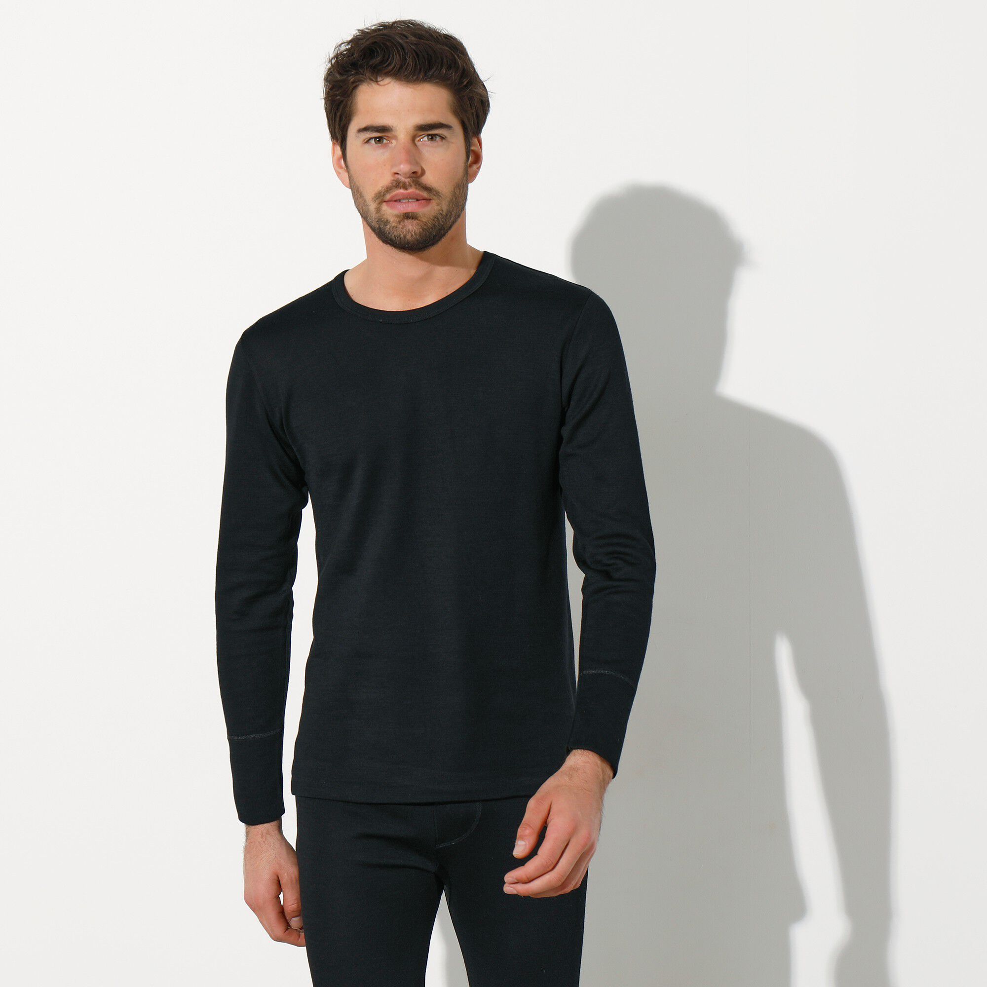T-shirt col rond tricot double face ligne chaude