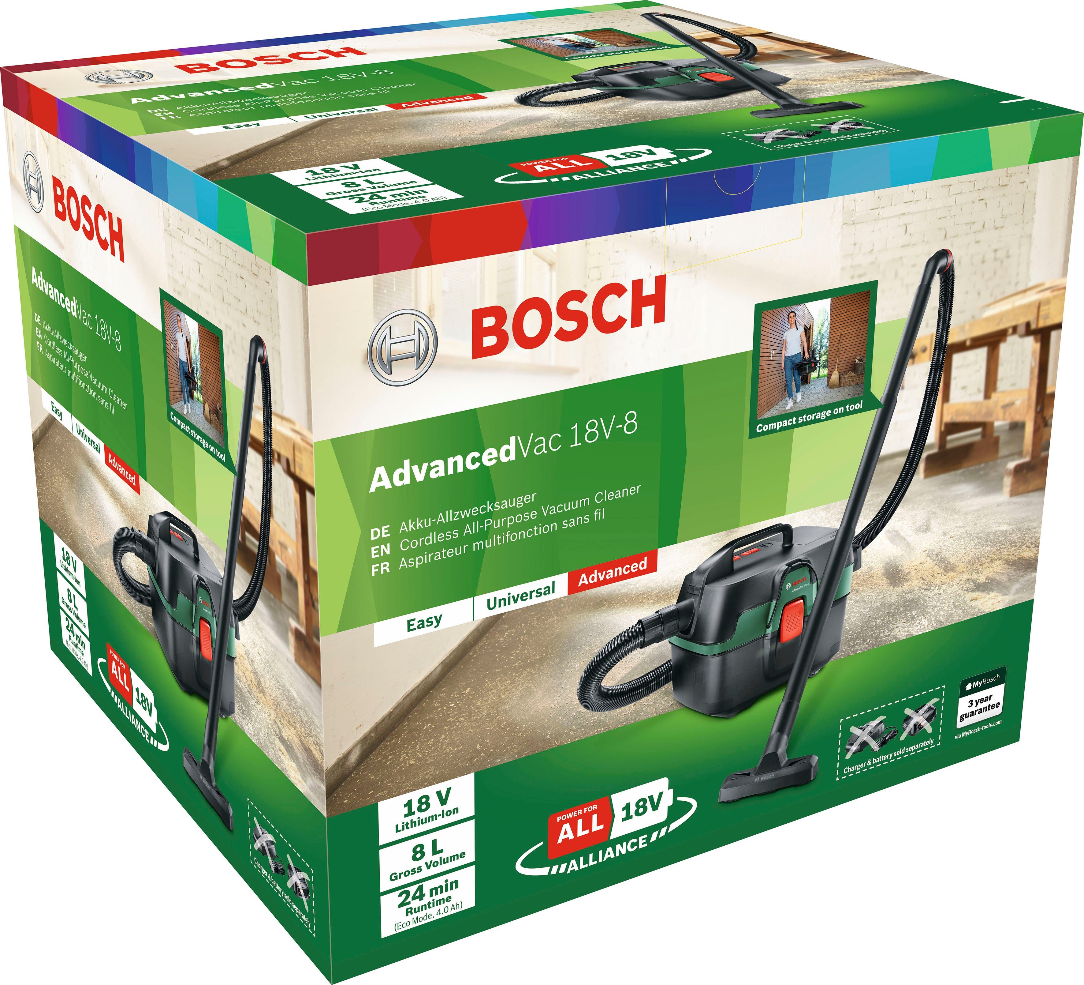 Bosch Home & Garden Nass-Trocken-Akkusauger AdvancedVac 18V-8, mit Beutel, ohne Akku und Ladegerät