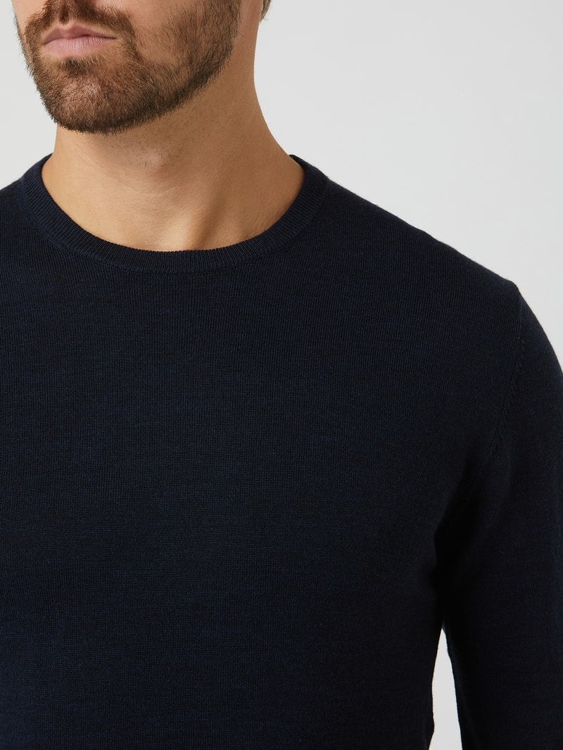Pullover aus Merinowolle Modell 'Margrate' in marineblau
