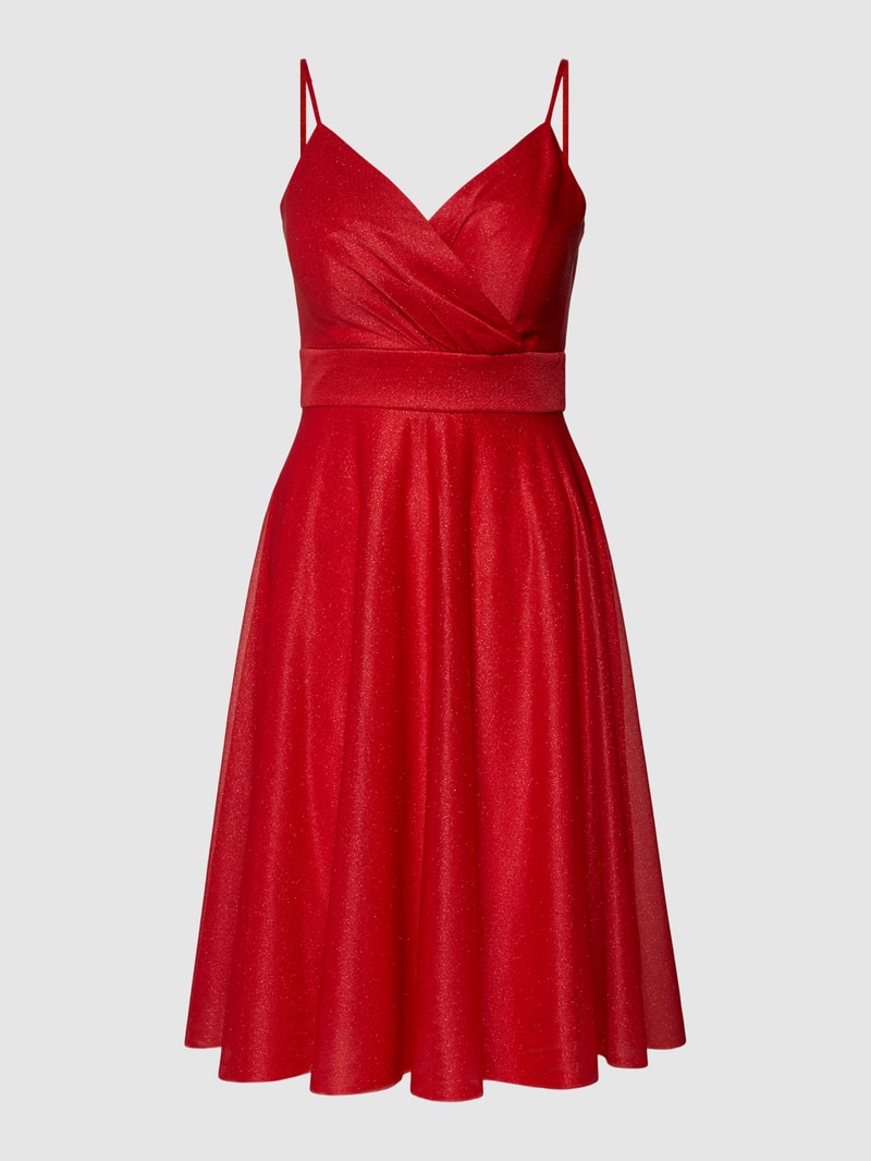 Cocktailkleid mit Spaghettiträgern in rot