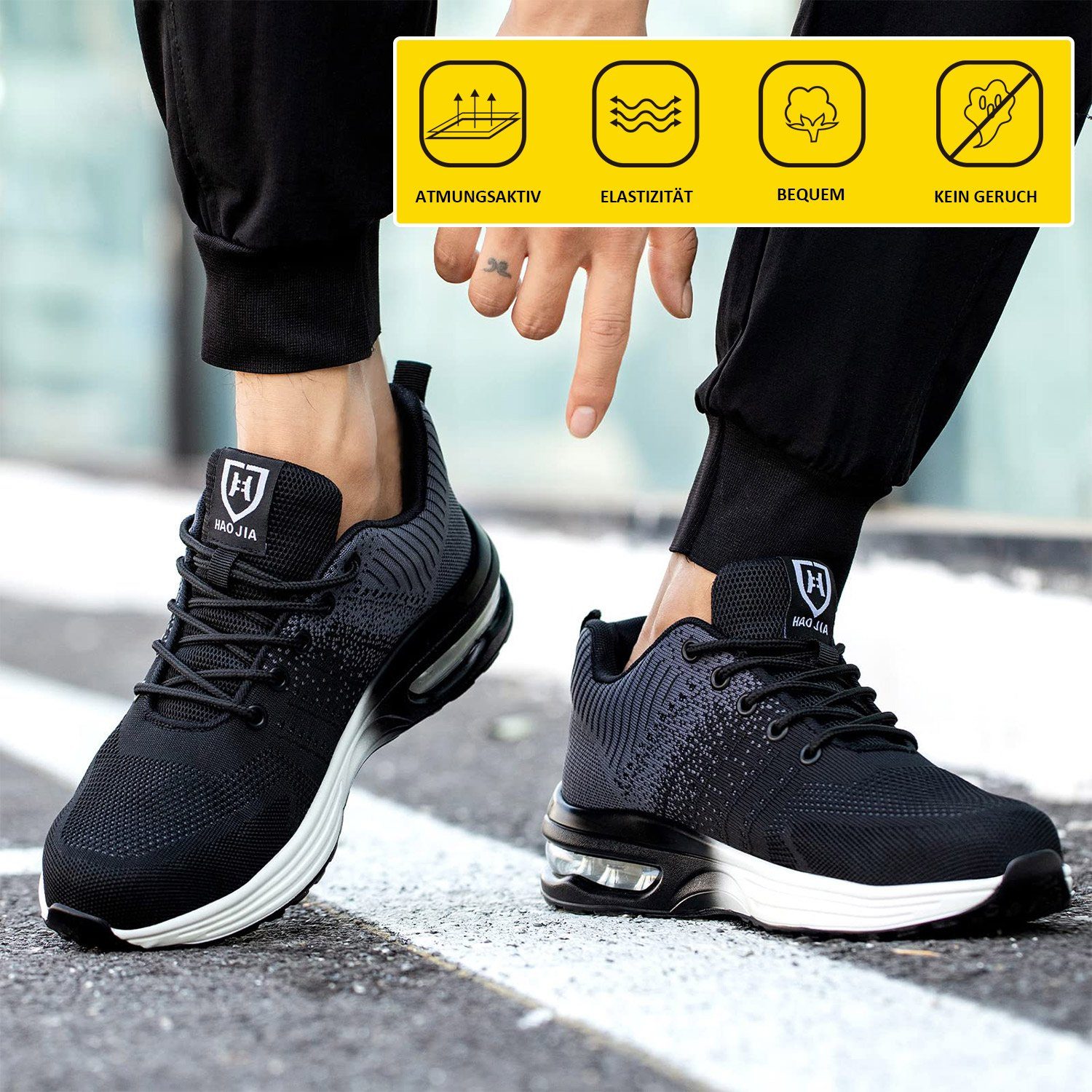 MAGICSHE Arbeitsschuhe für Männer und Frauen Sicherheitsschuh Leichte Sport Arbeit Training Schuhe Stahl Zehen Größen 37-46