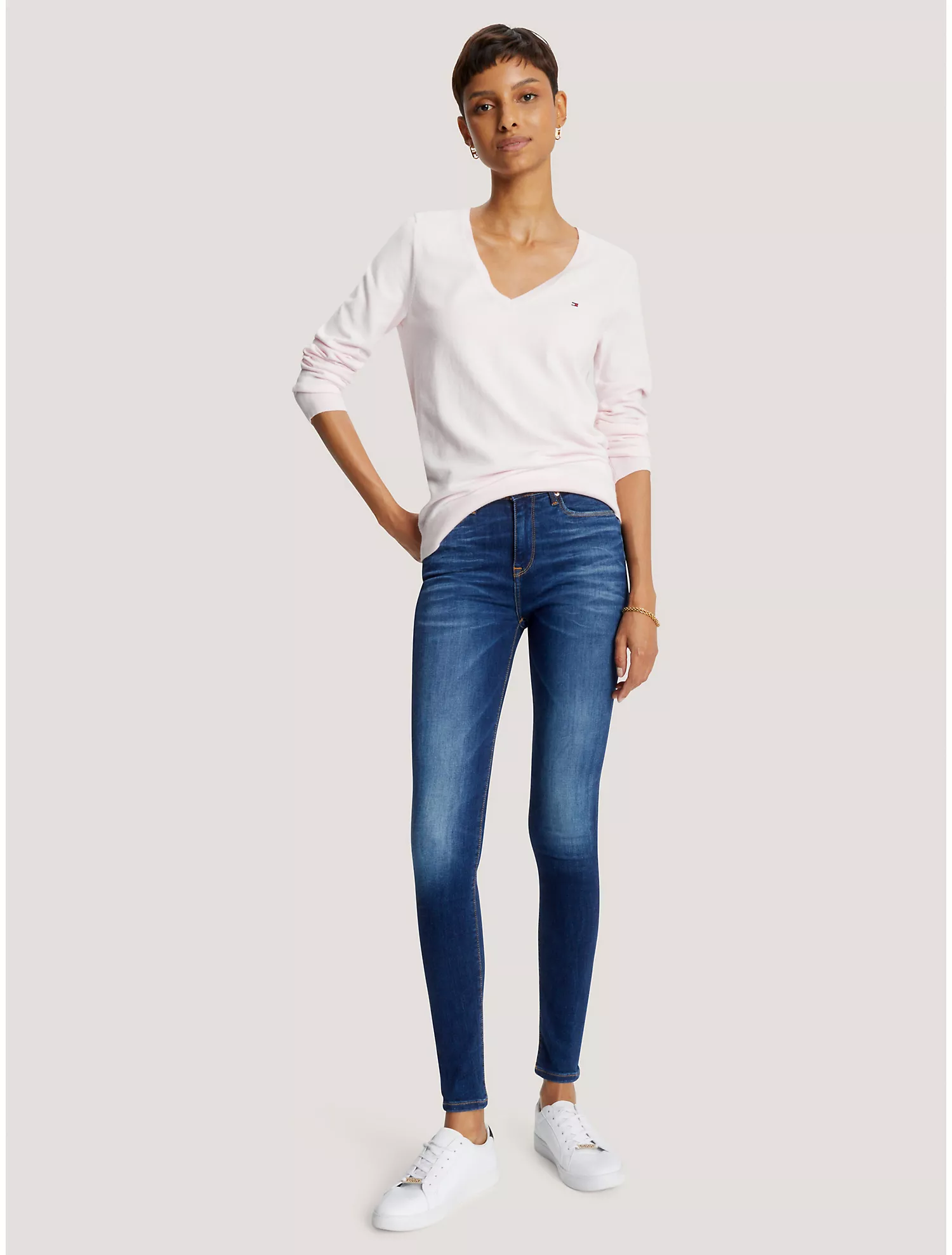 Solid V-Neck Sweater