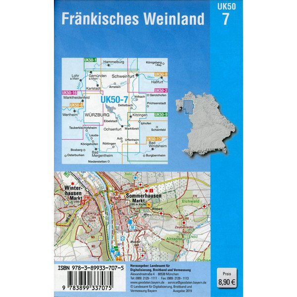 Fränkisches Weinland 1 : 50 000 (UK 50-7) - Wanderkarte