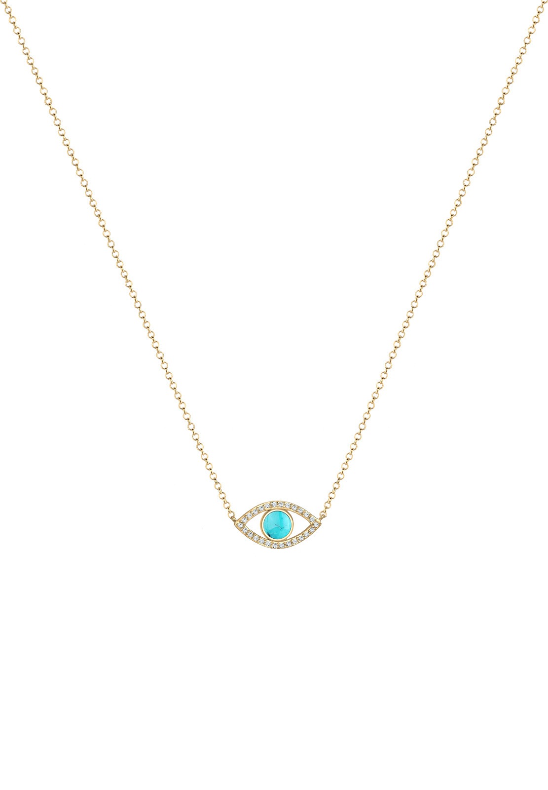 Collana da donna Elli con occhio di Allah, turchese Howlith e cristalli in argento sterling 925.