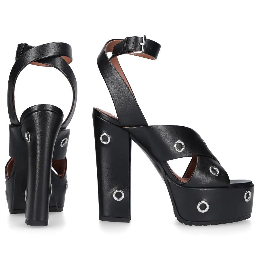 Azzedine Alaïa - Plateausandalen 3S070 Kalbsleder - schwarz