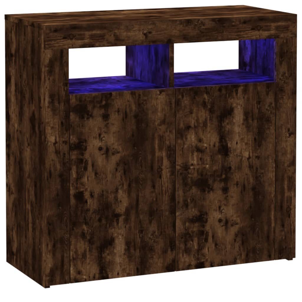 vidaXL Sideboard Sideboard mit LED-Beleuchtung Räuchereiche 80x35x75 cm (1 St)