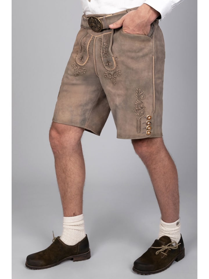 Edelnice Kurze Wildbock Lederhose Lukas in hellbraun günstig kaufen