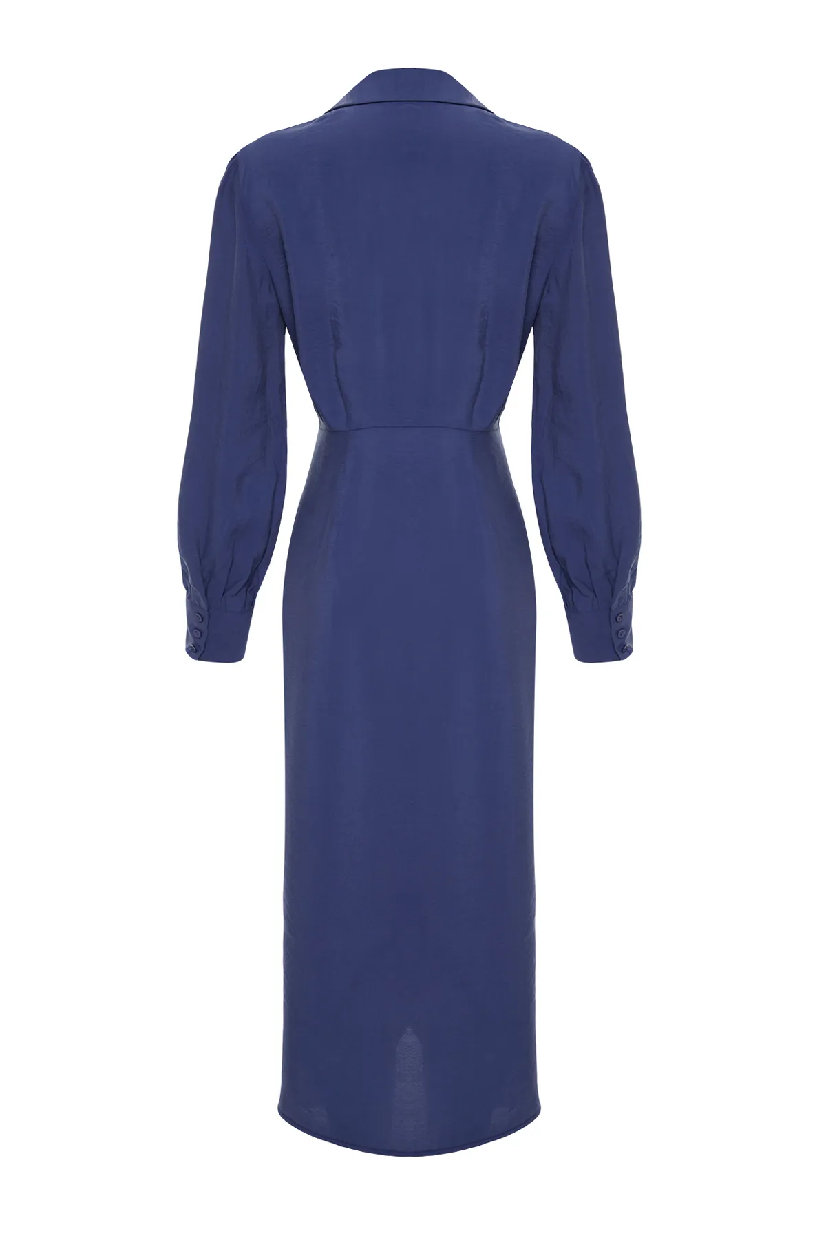 Trendyol Collection  Indigofarbenes, zweireihiges Midi-Webkleid TWOSS24EL00521