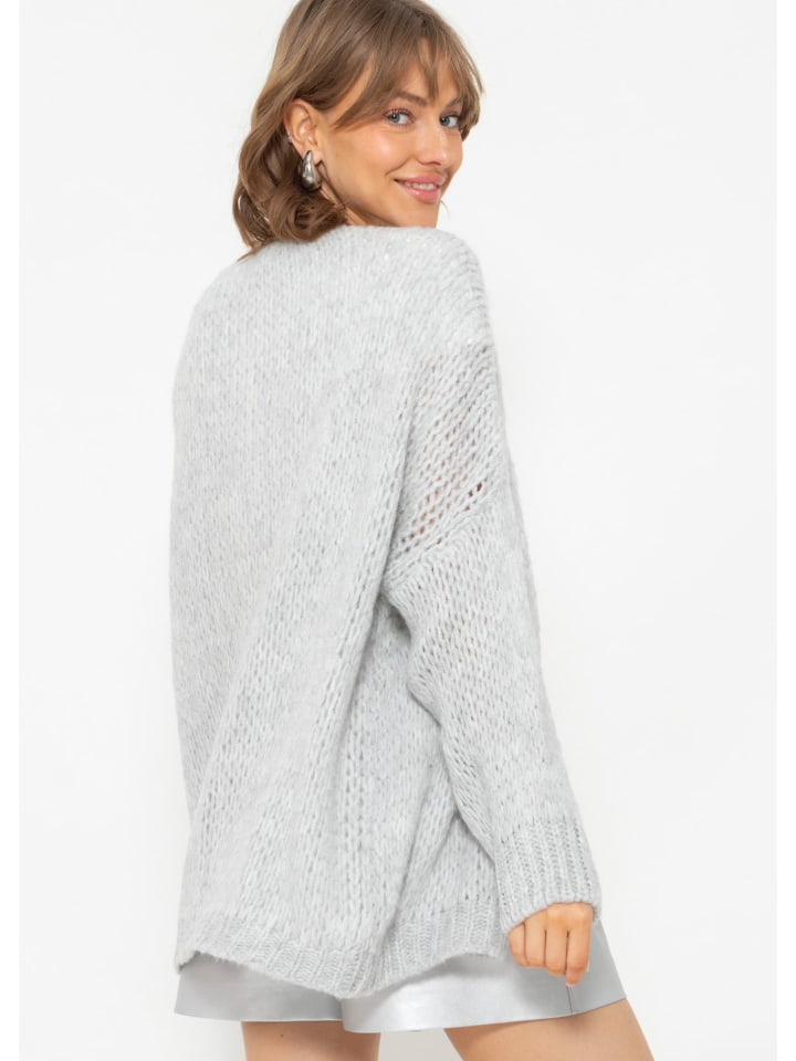 SASSYCLASSY Oversize Strick-Cardigan in Grau günstig kaufen
