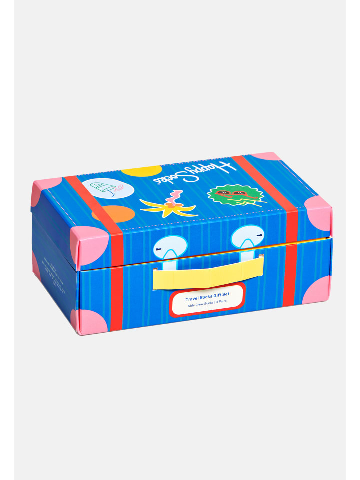 Happy Socks 3 Paar Socken Kids Travel Geschenk Box in Orange günstig kaufen 19-22