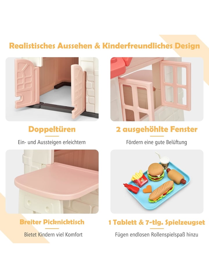 COSTWAY Spielhaus 3-8 Jahre in Rosa günstig kaufen 165 cm