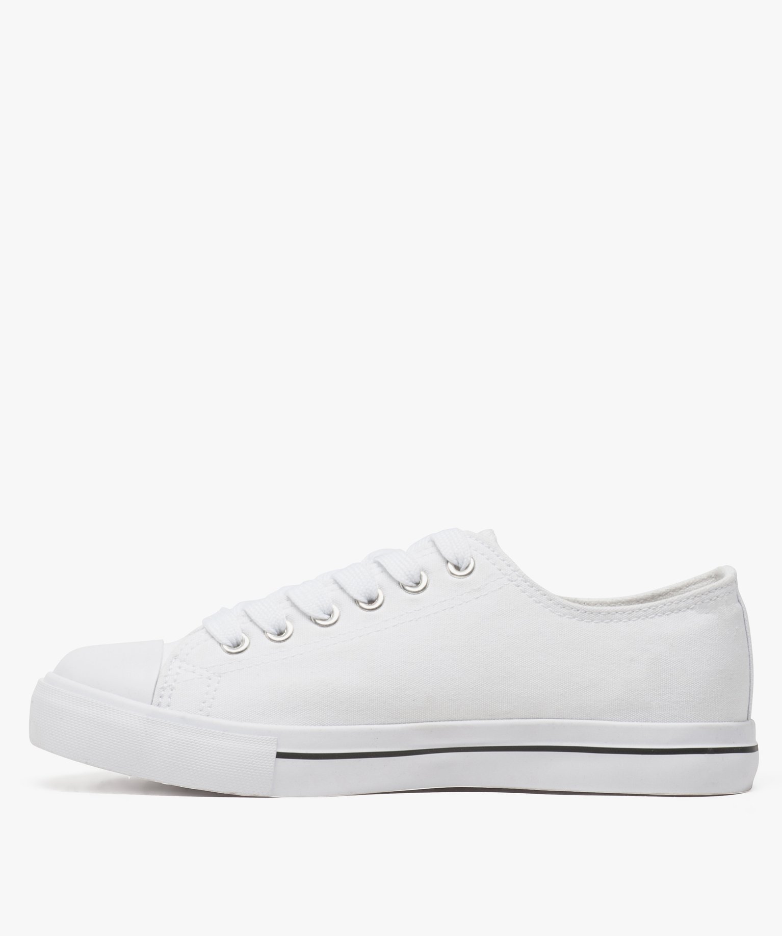 Baskets femme en toile à bout renforcé fermeture lacets blanc | GEMO