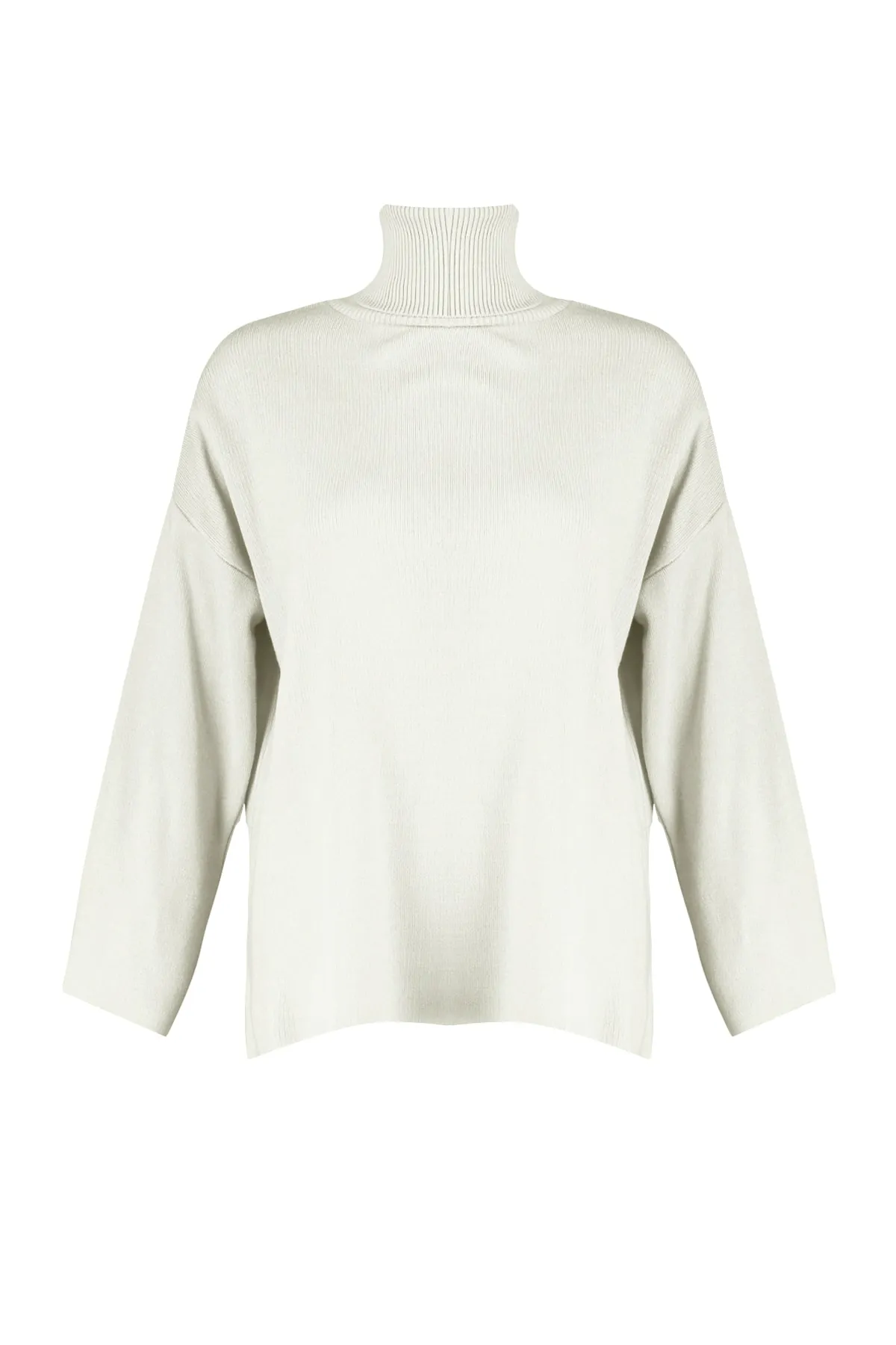 Trendyol Collection  Ecrufarbener Basic-Strickpullover mit weiter Passform TWOAW23KZ00206