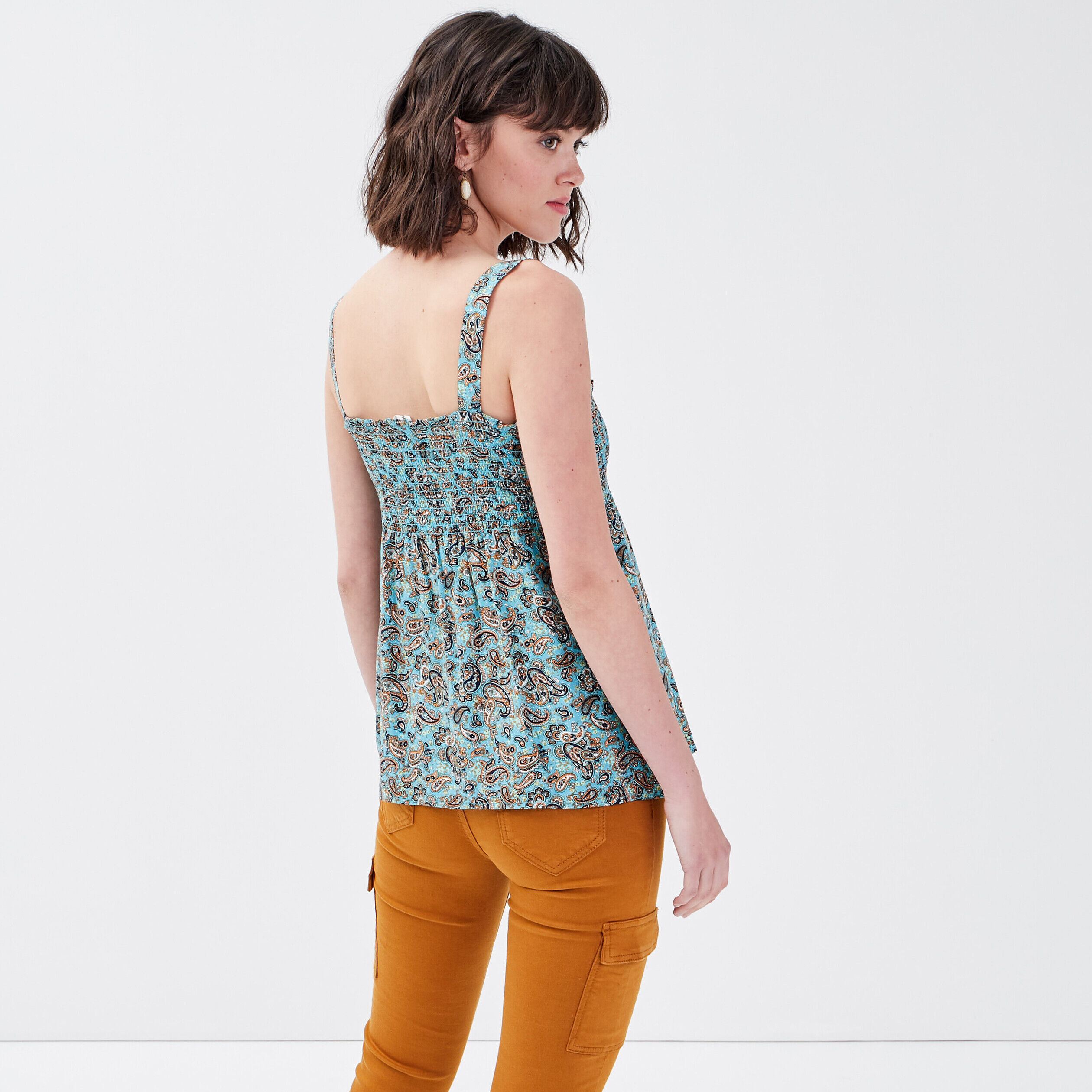 Blouse bretelles larges bleu canard femme | Cache Cache