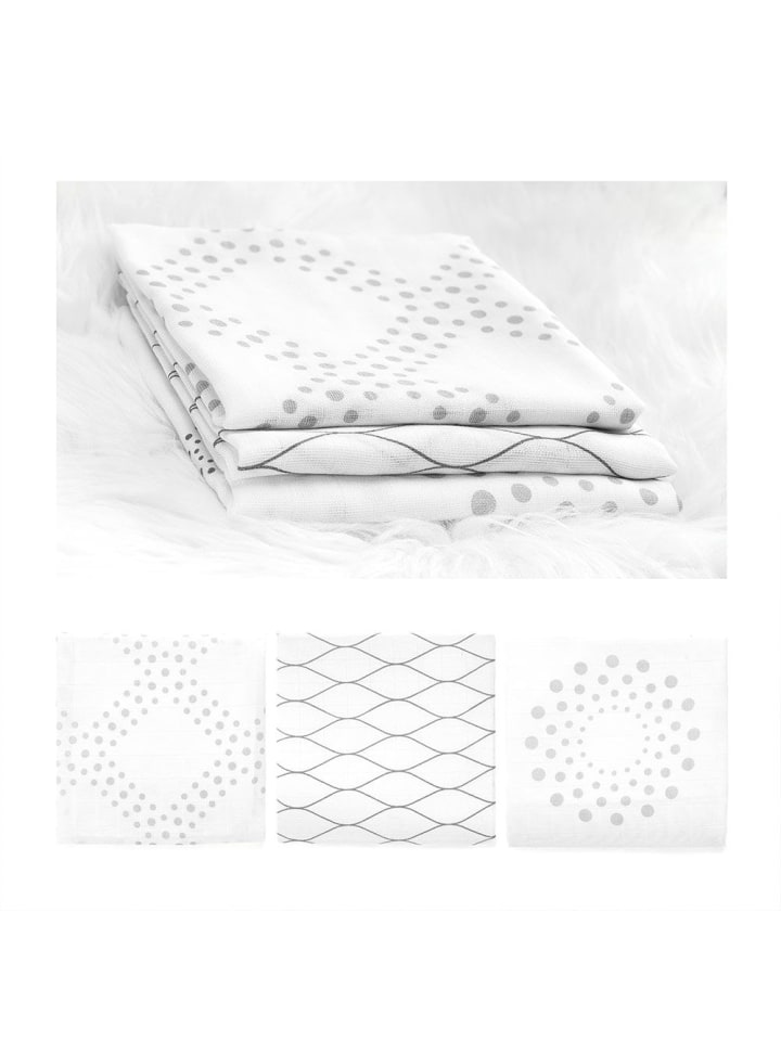 Makian Mullwindel / Mulltuch 3er Pack 80 x 80 cm - Modern in weiss,grau günstig kaufen onesize