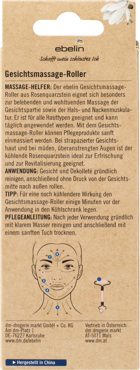 Gesichtsmassage-Roller aus Rosenquarz, 1 St