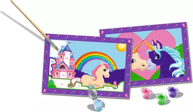 CreArt Bunte Einhornwelt - Malen nach Zahlen für Kinder ab 5 Jahren